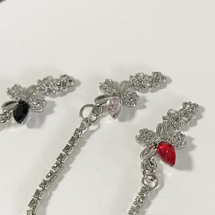 Vigne florale-chromé ongles bijoux chaînes Niche Design fleur XL gland pendentif accessoire bricolage UV Gel vernis