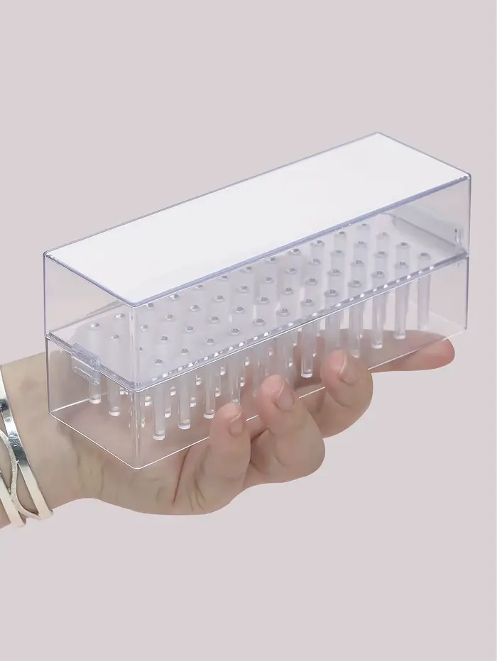 Boîte de rangement transparente pour forets à ongles, 48 trous, boîte transparente vide, présentoir
