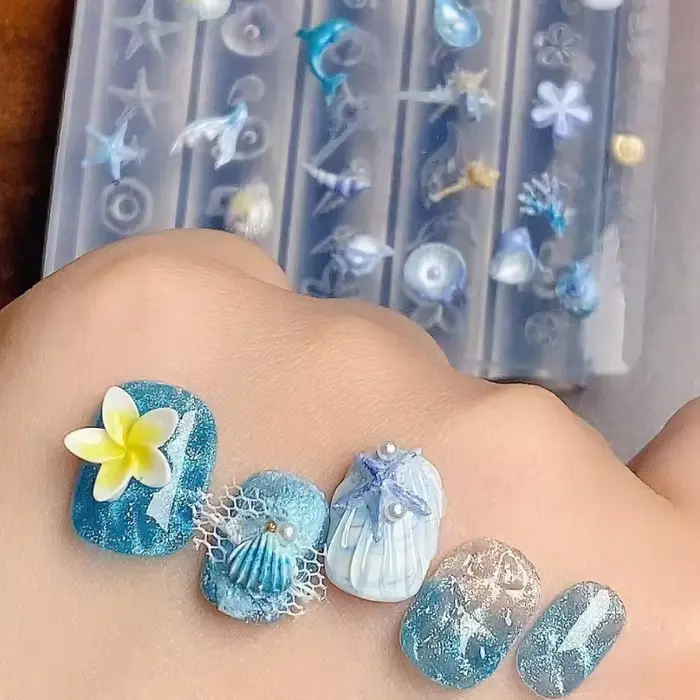 1 morceau de moule d'art d'ongle de style océan