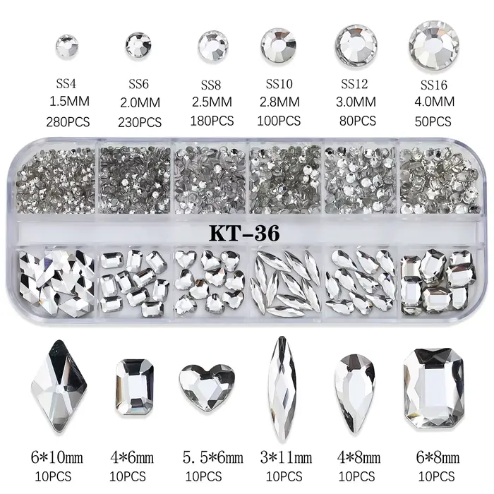 12 grilles rose mixte ongles strass luxe ongles breloques paillettes cristal bijoux gemmes Nail Art 