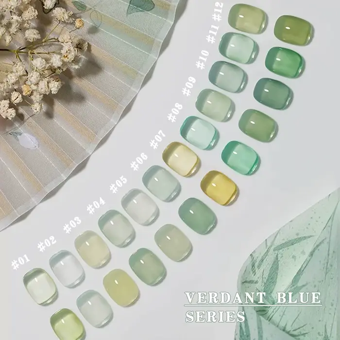 MIANEL 12ML Vernis Gel Teinte Verte Unique 2026 Nouvelle Collection Nuance Vert Lait Glacé pour une Manucure Douce et Éclaircissante