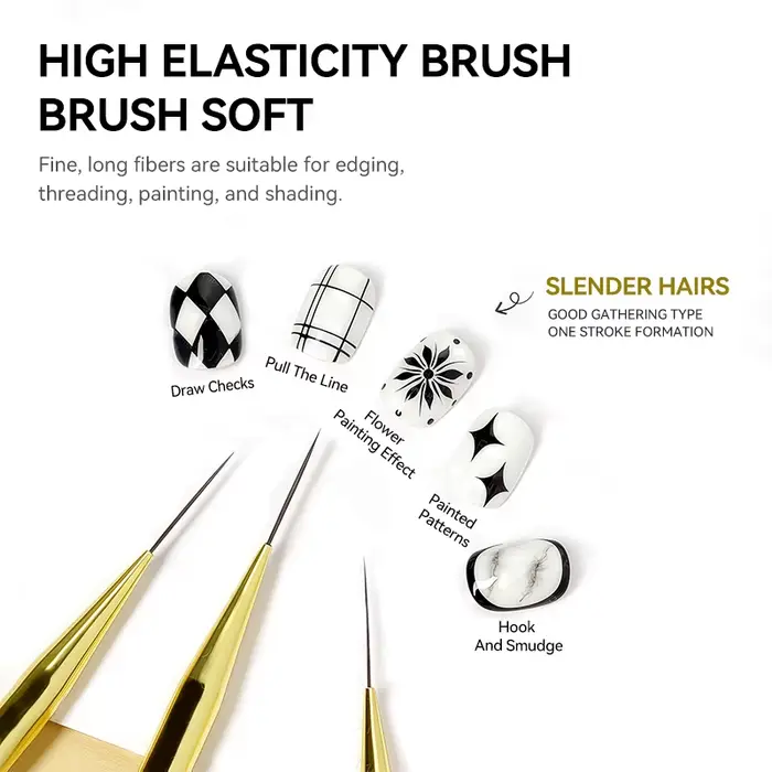 Brosse professionnelle pour Nail Art, pointe de peinture, dessin, sculpture, stylo à points, doublur