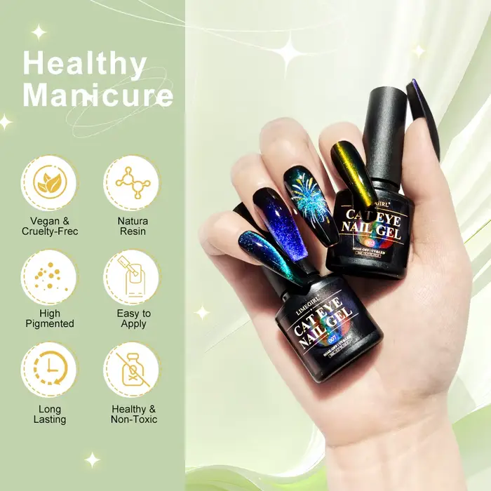 Ensemble de vernis à ongles magnétique œil de chat à paillettes arc-en-ciel