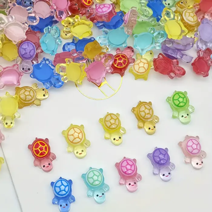 20 mini décorations lumineuses pour ongles en forme de tortue
