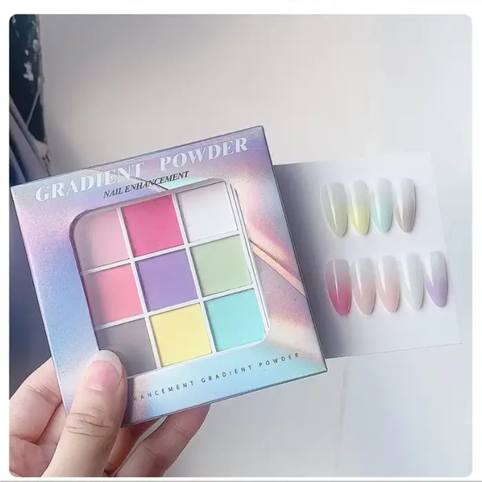 9 couleurs solide tapotement ongles poudres UV vernis décoration miroitant Fine paillettes dégradé mat Pat Pat manucure