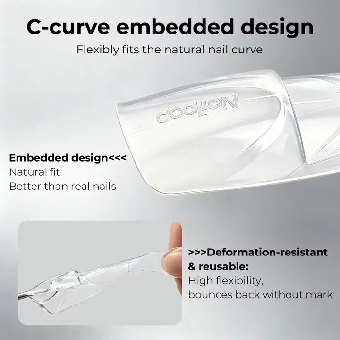 Nailpop 3D Layered French Nail Dual Form Oval Clear 15 Sizes Upgrade Creative Space Layering System One Step
