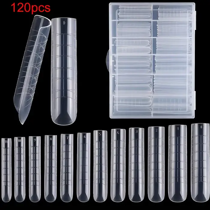 120 pièces de système d'ongle double à couverture complète transparente pour nail art acrylique en gel UV – comprend