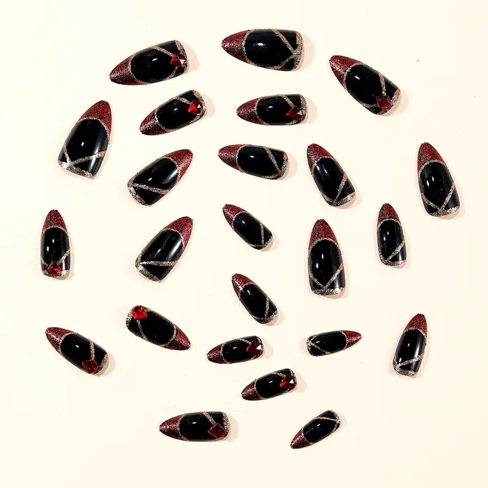 Faux ongles mi-longs pour femmes et filles