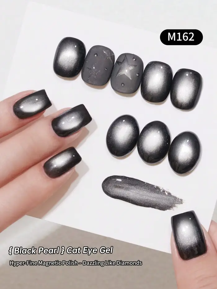 2 couleurs 15ML noir perle oeil de chat Gel pour ongles ensemble Semi Permanent Nail Art trempage UV LED Salon de