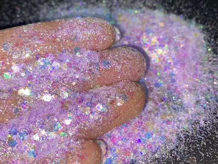 50 g/sac brillant irisé rose Nail Art paillettes Ultra-mince mixte hexagone