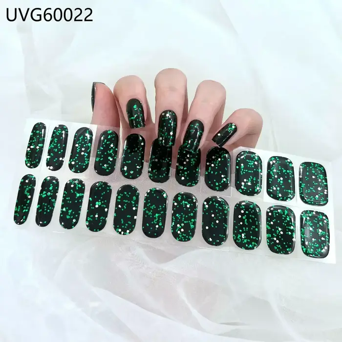 16/20/22 Tips Semi-Cured Gel Nail Wraps Full Cover Manicure DIY Waterproof Long Lasting Gel