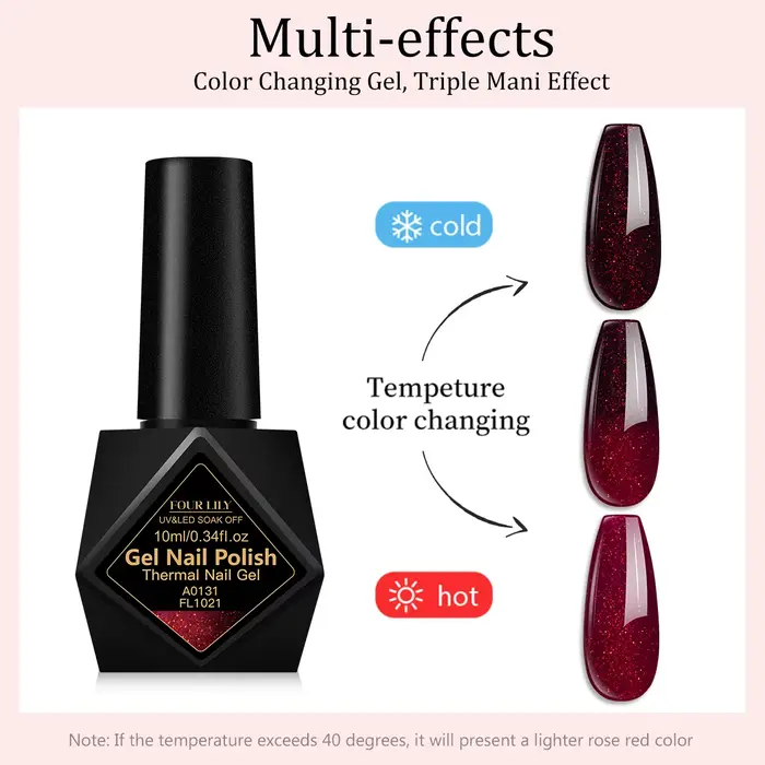 Vernis à ongles thermique à paillettes rouges