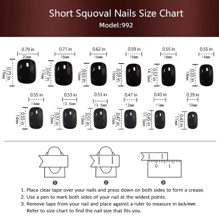 24 pièces court Squoval presse sur ongles vin rouge faux