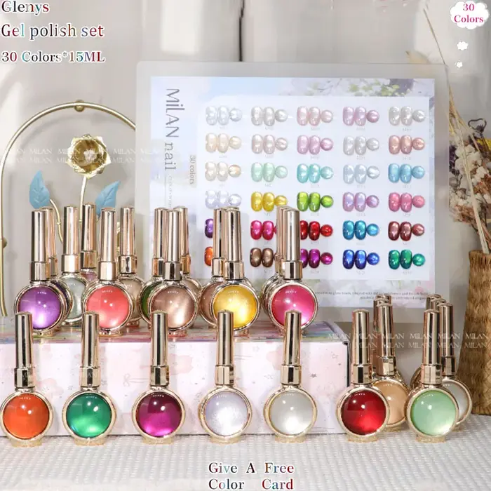 Glenys – Kit de vernis à ongles gel effet œil de chat 30 couleurs