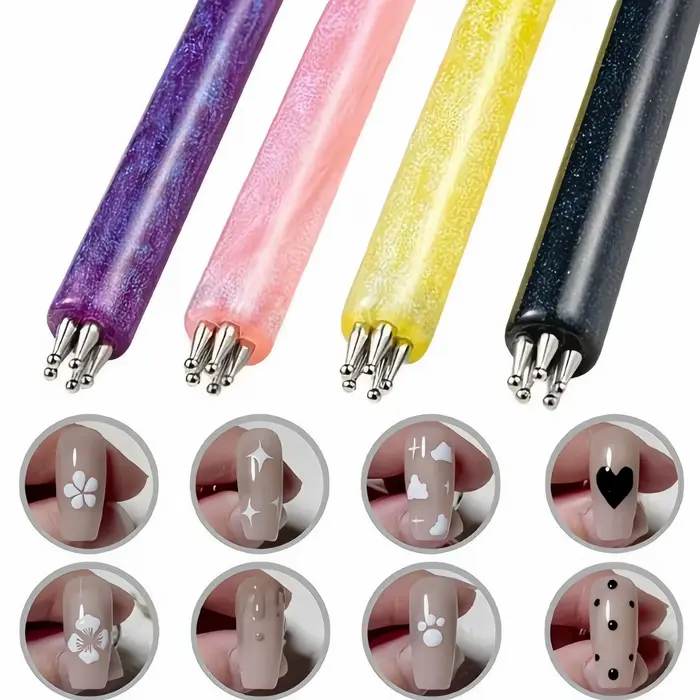 Outil de pointillage pour fleurs à cinq pétales, pinceau pour la conception d'ongles DIY, manche en acrylique, adapté aux professionnels et aux débutants, portable