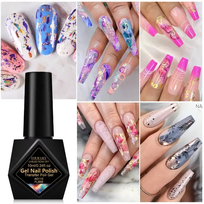 Vernis à ongles semi-permanent en gel de transfert de 10 ml pour autocollants adhésifs