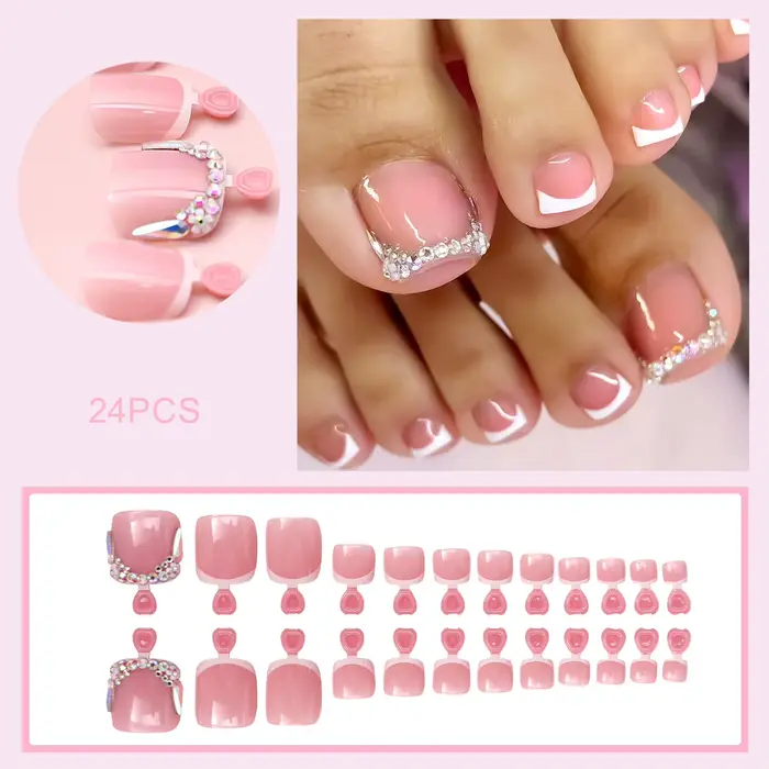 Nouveaux faux ongles de pieds français blancs 2026