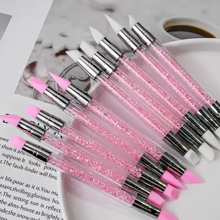 Stylo à points en Silicone pour Nail Art, Double tête, perceuse, strass, sélecteur de pierres précie