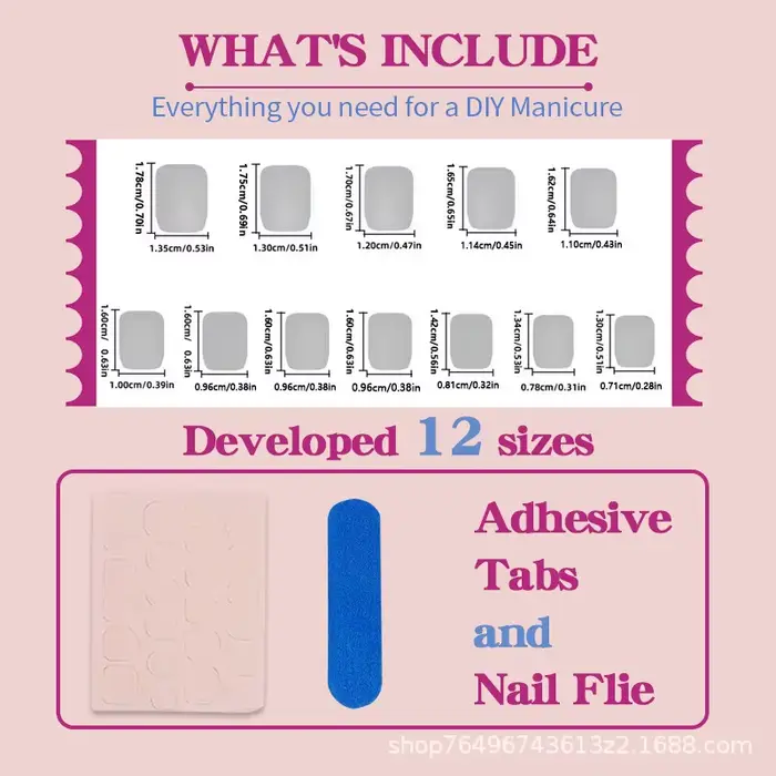 24 faux ongles courts carrés à motif géométrique rétro