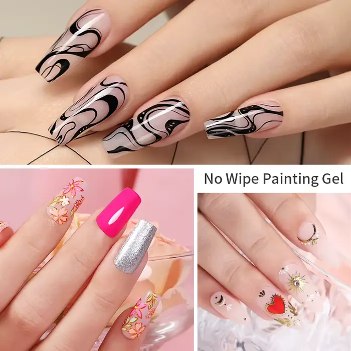 AWStorG 5g 4 en 1 sans lingette peinture Gel vernis pas fluide noir blanc couleur