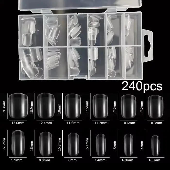240 pièces/boîte semi-mat XXS amande ongles conseils couverture complète Gel doux faux