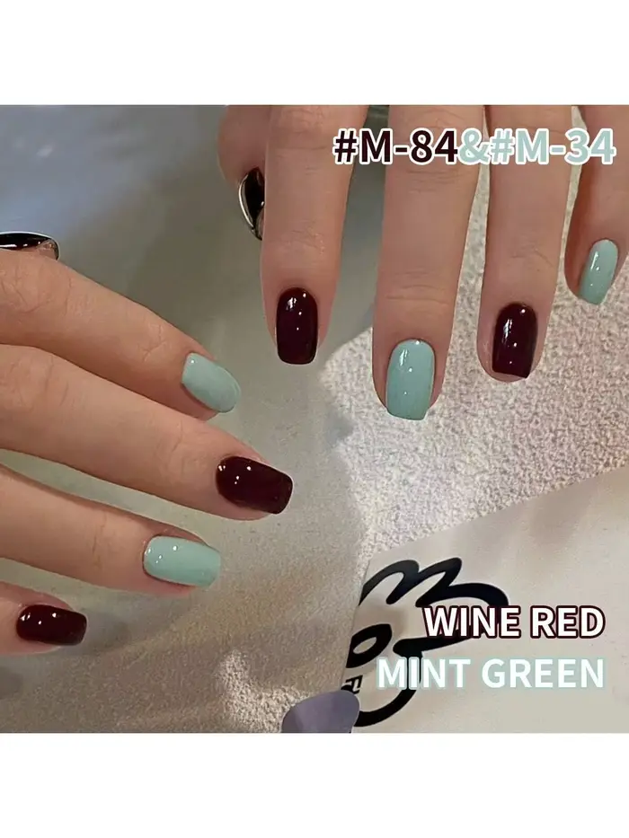 2025 printemps/été Viral vin rouge et vert menthe Mini Duo-ensemble de vernis Gel UV tendance éclaircissant pour les Salons de manucure