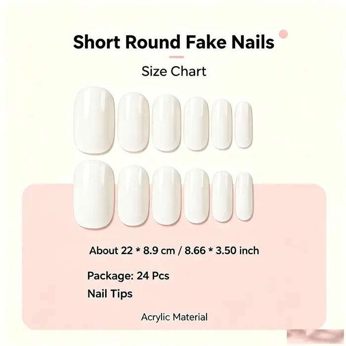 YIKOOLIN Faux Ongles Courts et Ronds 24 Pièces Ongles Acryliques Opaques de Couleur Unie pour Salon et Pratique de Nail Art pour Débutants
