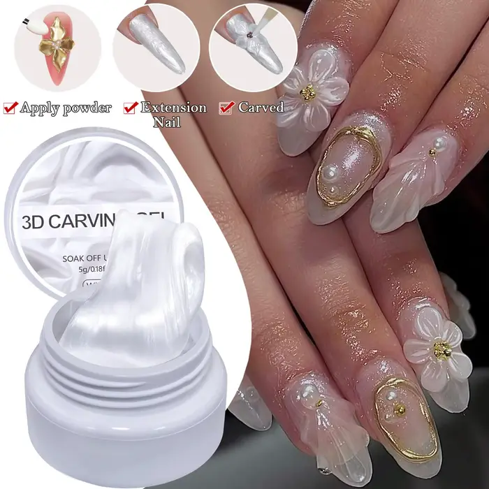 Gel de moulage des ongles, Gel de sculpture 3D perle 5g, Gel de construction solide, sculpture d'ext