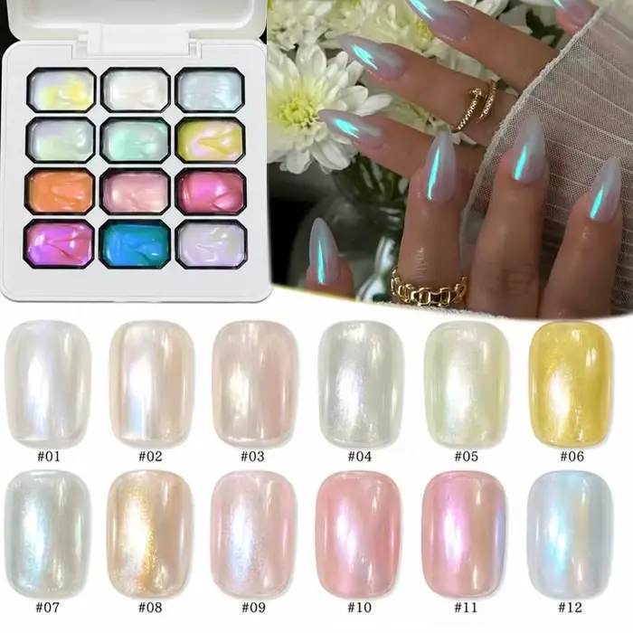 Gel à ongles acrylique effet aurore 12 couleurs