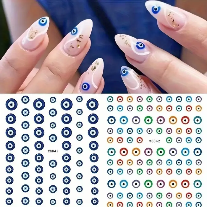 Autocollants pour ongles Evil Eye - Autocollants auto-adhésifs pour ongles de sorcière pour la décor