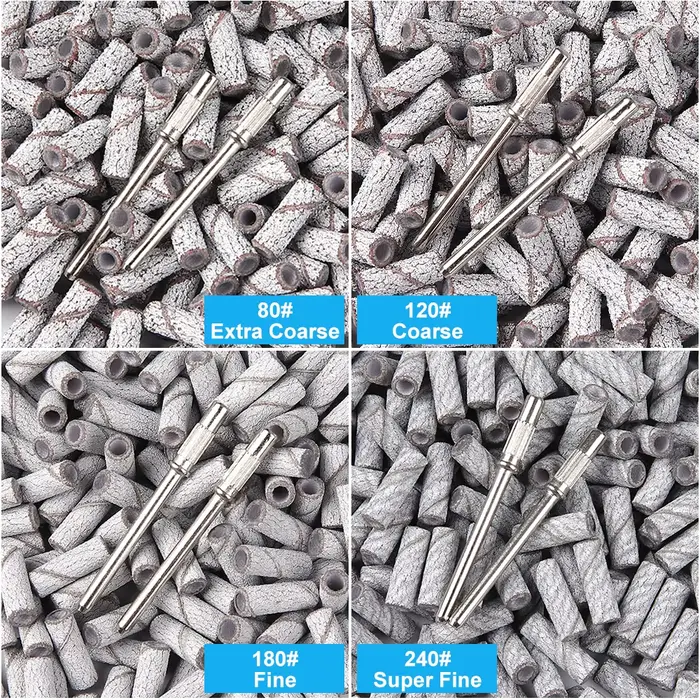 Ensemble de bandes abrasives pour ongles de 3mm, 100/200 pièces, avec mandrin, papier abrasif de gra