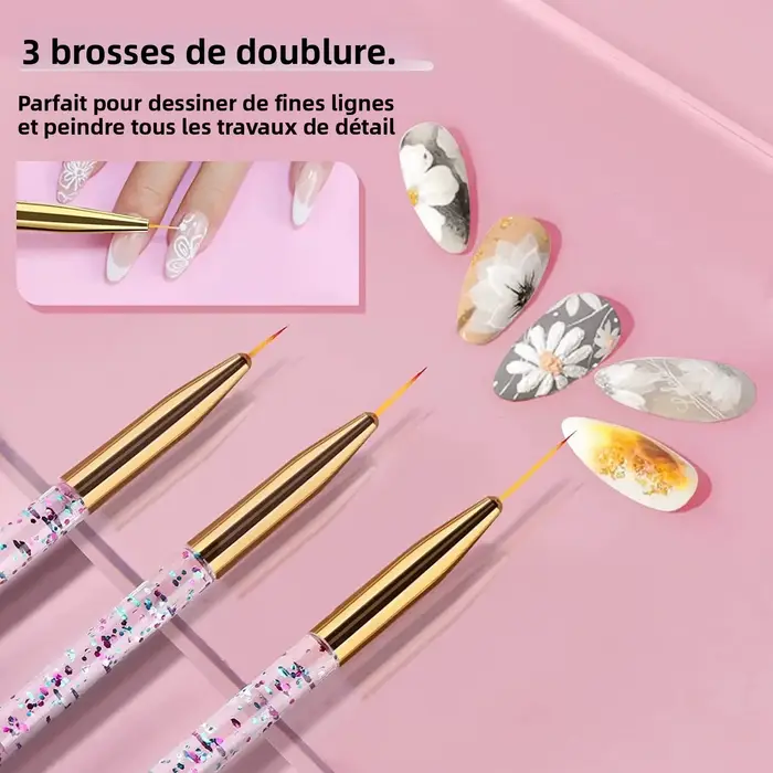 Kit de pinceaux pour nail art pour peinture sur ongles
