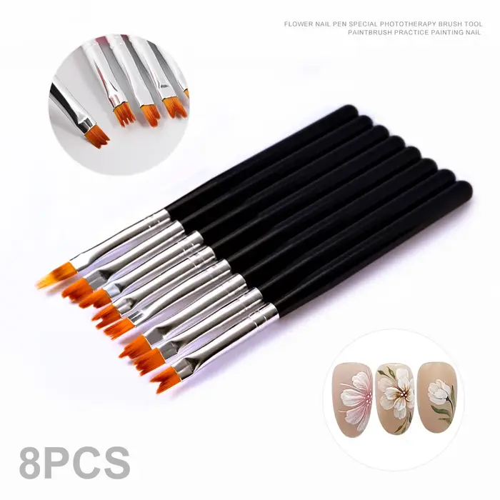 8 pièces/ensemble brosse à ongles dentelle Ombre Design acrylique