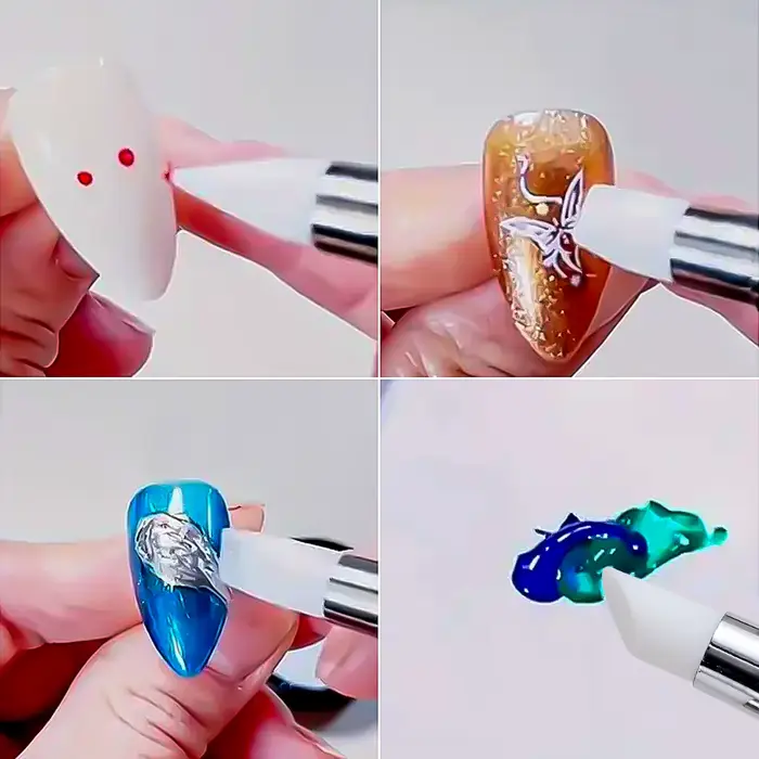Stylo à points en Silicone pour Nail Art, Double tête, perceuse, strass, sélecteur de pierres précie