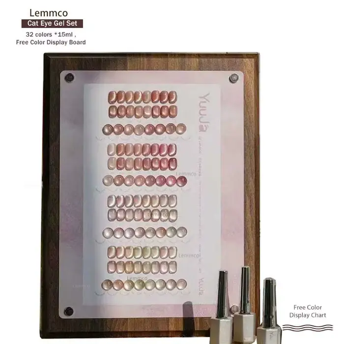 YUUJA rose 32 pièces * 15ML ensemble de vernis Gel oeil de chat avec carte de couleur Gel magnétique Laser de luxe