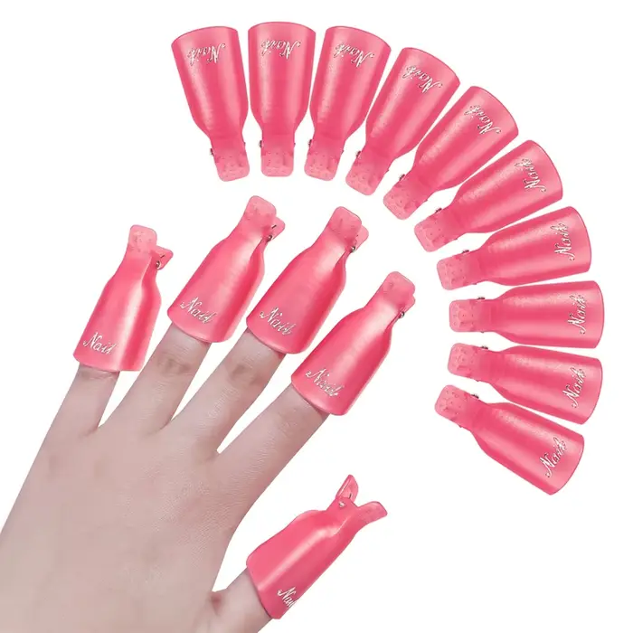 10 pièces/sac coloré acrylique manucure Art trempé capuchon pince nettoyage des ongles