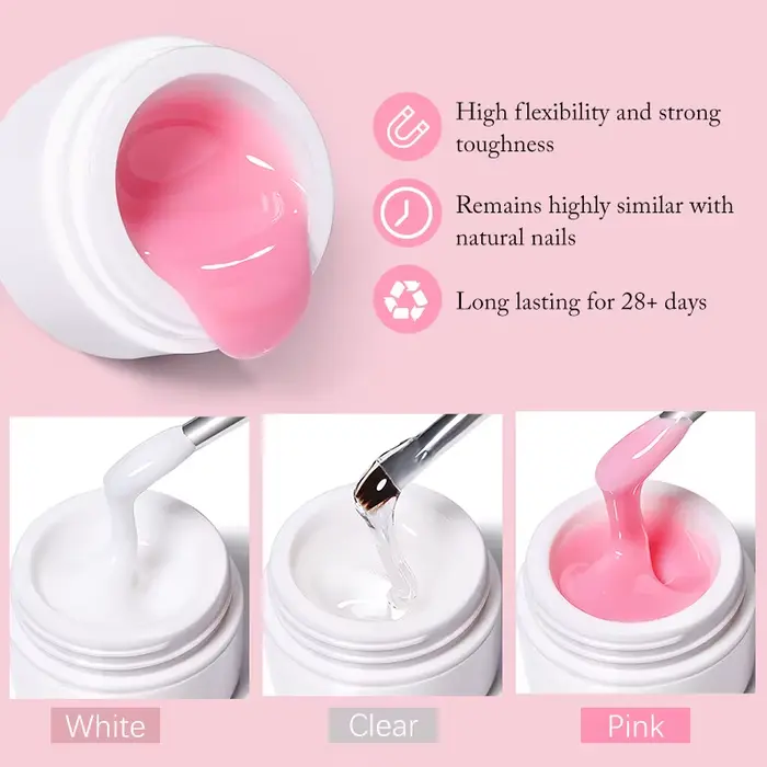 Nouveau Gel d'Extension d'Ongles 6-en-1 15ML Transparent Gel Constructeur Rapide Semi-Permanent Auto-nivelant UV Soak Off