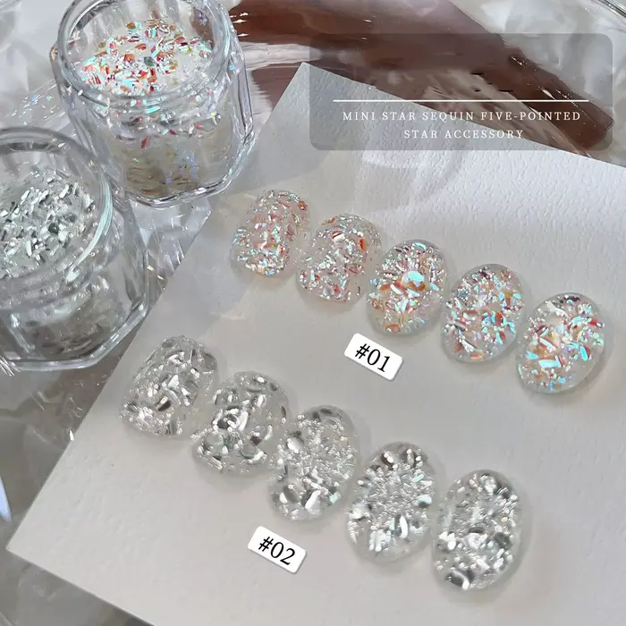1/2 boîtes 3D argent scintillant Nail Art fée flocons Laser irisé Ultra-mince éblouissant ongles paillettes manucure Decoratio