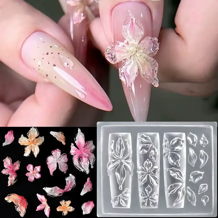 Moule à ongles en Silicone fleur de lys glacée