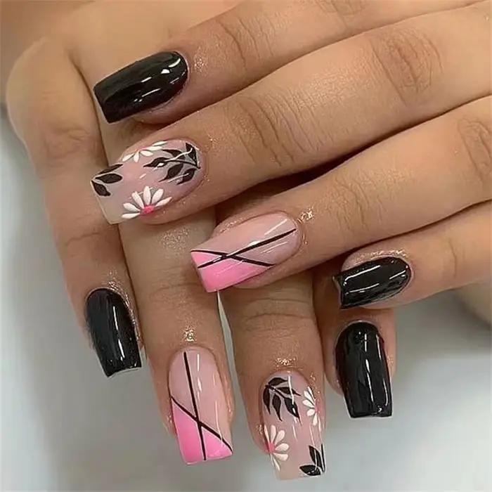 24 pièces/ensemble acrylique longue Ballet presse sur les pointes d'ongles cercueil portant des faux