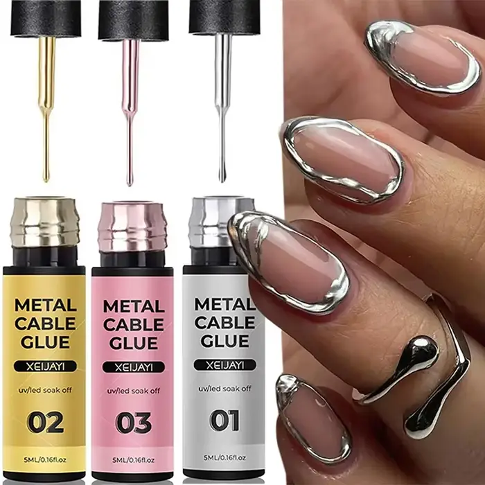 (HS) 5ml Super brillant argent métallique peinture Liner Gel vernis à ongles dessin rayure Graffiti miroir tirer ligne