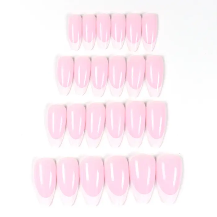 24 pièces d'ongles minimalistes français courts avec 1 gelée et 1 lime à ongles