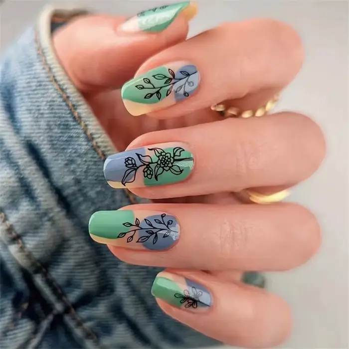 24 pièces/ensemble nouveau ovale presse sur ongles Patch portable ongles conseils mignon dessin anim