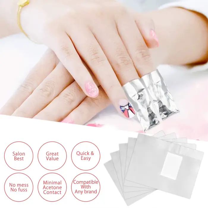500PC ongles serviette étain retrait feuille aluminium