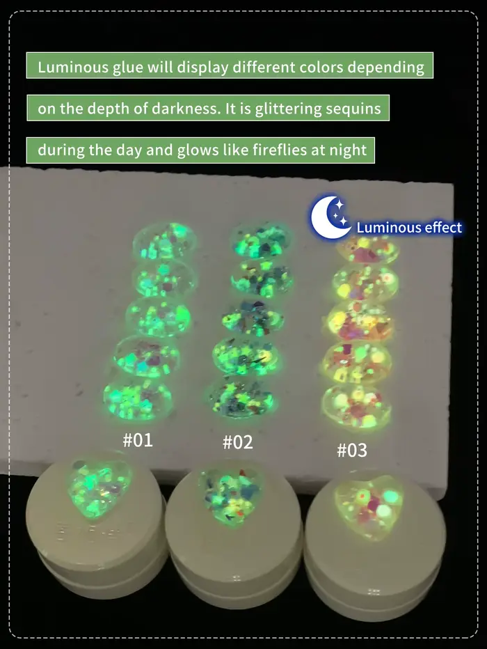 5g Fluorescent Disco Iuminous Paillettes Gel Vernis À Ongles Néon Ultraviolet LED Gel