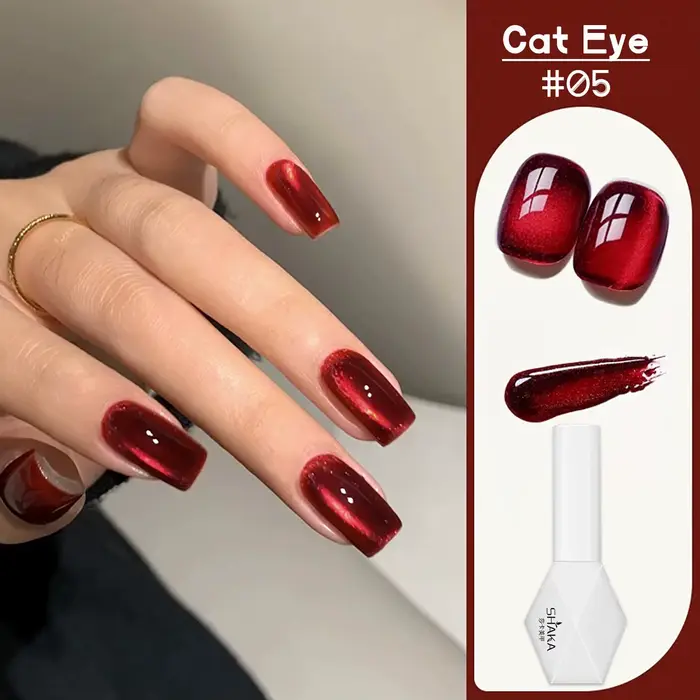 WS 6 couleurs 10ml perle de verre rouge chat Gel magnétique Ultra brillant Semi Permanent tremper Ge
