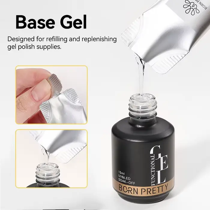 BORN PRETTY 1/3/5 pièces 15g Gel de Base rechargé paquet pour bouteille Gel longue durée
