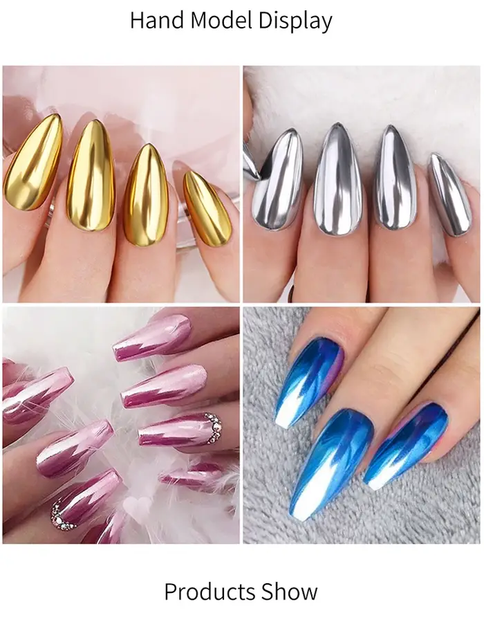 Poudre à ongles Chrome Or Vert – Pigment à effet miroir solide