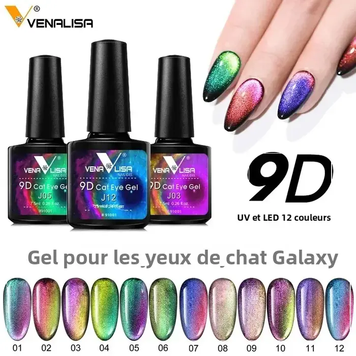 Vernis à ongles magnétique Venalisa 9D Cat Eyes 7,5 ml, gel UV, laque, vernis à ongles, émail, design d'art des ongles, manucure