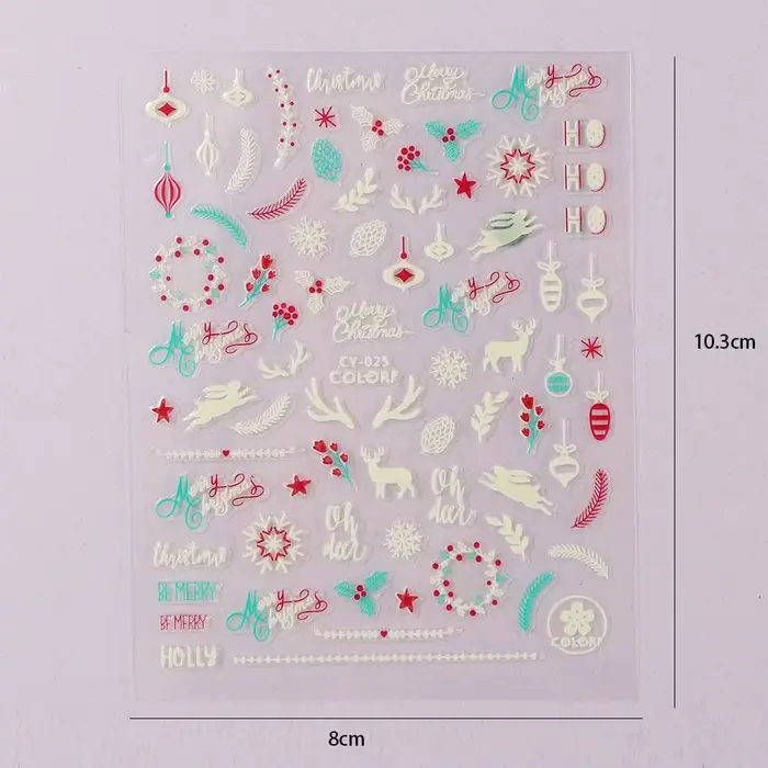 Autocollants pour ongles de Noël qui brillent dans le noir